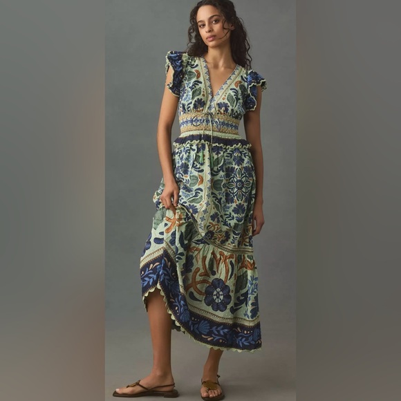 Farm Rio Ocean Tapestry Sleeveless Maxi Dress - Picture 1 of 6
